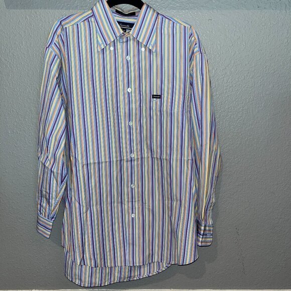 FACONNABLE Men's Dress Shirt - NWOT - Size M - Multi Stripe - Designed in France - Picture 1 of 6